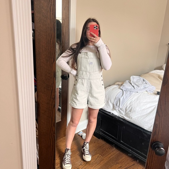 Levi's Size Medium Blue Stripey Vintage Shortalls - Picture 2 of 12